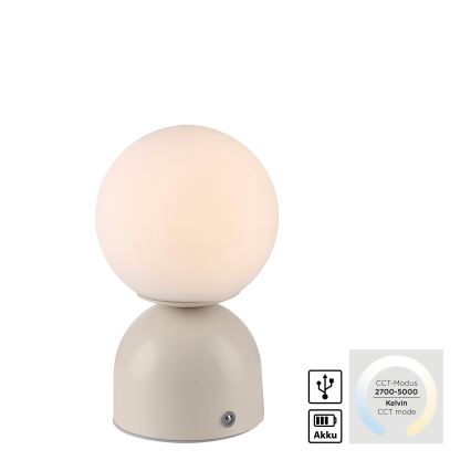 Schöner Wohnen 19218-39 - LED dimmable touch rechargeable table lamp RUDI LED/1.2W/5V 3000-6000K 1200 mAh grey