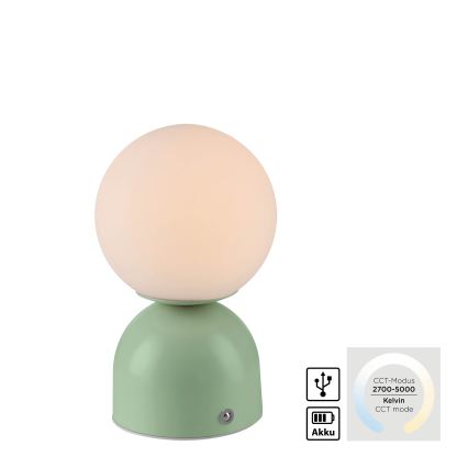 Schöner Wohnen 19218-43 - RUDI LED Touch-dimmable Rechargeable Table Lamp LED/1.2W/5V 3000-6000K 1200 mAh Green