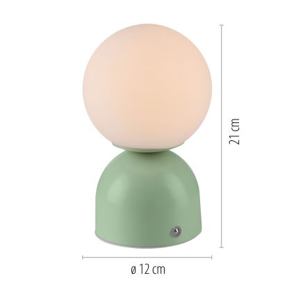 Schöner Wohnen 19218-43 - RUDI LED Touch-dimmable Rechargeable Table Lamp LED/1.2W/5V 3000-6000K 1200 mAh Green