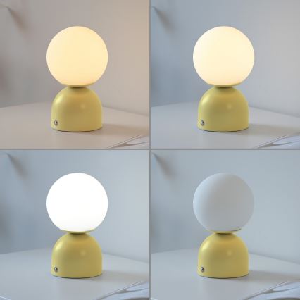 Schöner Wohnen 19218-81 - RUDI Touch-dimmable Rechargeable Desk Lamp LED/1.2W/5V 3000-6000K 1200 mAh Yellow