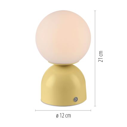 Schöner Wohnen 19218-81 - RUDI Touch-dimmable Rechargeable Desk Lamp LED/1.2W/5V 3000-6000K 1200 mAh Yellow