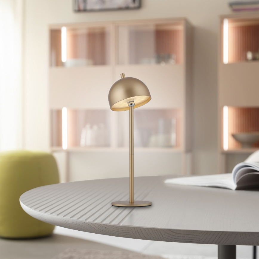 Schöner Wohnen 19244-12 - BELLIS LED Dimmable Touch Rechargeable Outdoor Table Lamp LED/2.5W/5V 2600 mAh IP54 Gold