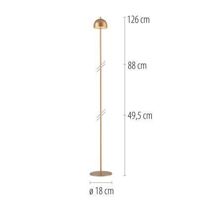 Schöner Wohnen 19245-12 - BELLIS LED dimmable touch-sensitive rechargeable outdoor standing lamp, LED 2.5W/5V, 2600 mAh, IP54, gold