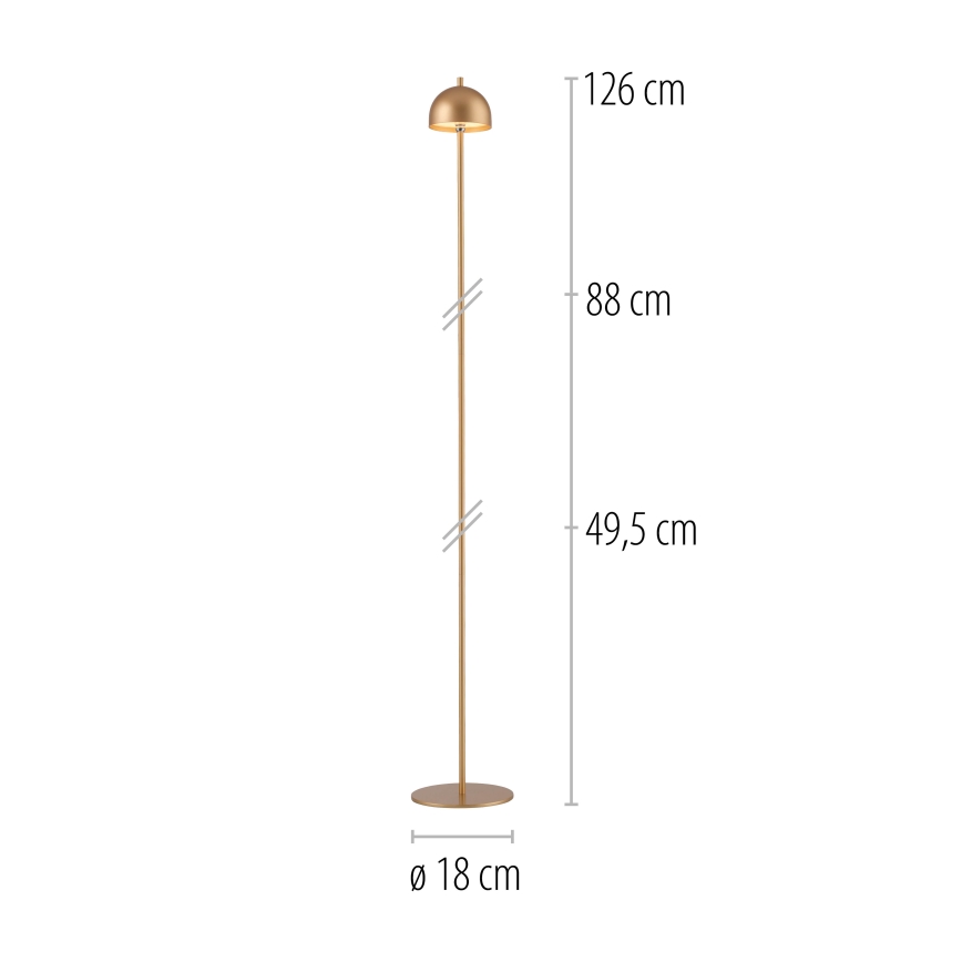 Schöner Wohnen 19245-12 - BELLIS LED dimmable touch-sensitive rechargeable outdoor standing lamp, LED 2.5W/5V, 2600 mAh, IP54, gold