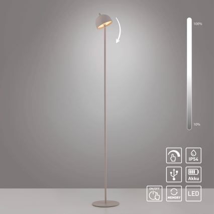 Schöner Wohnen 19245-39 - LED Dimmable Touch Rechargeable Outdoor Floor Lamp BELLIS LED/2.5W/5V 2600 mAh IP54 grey
