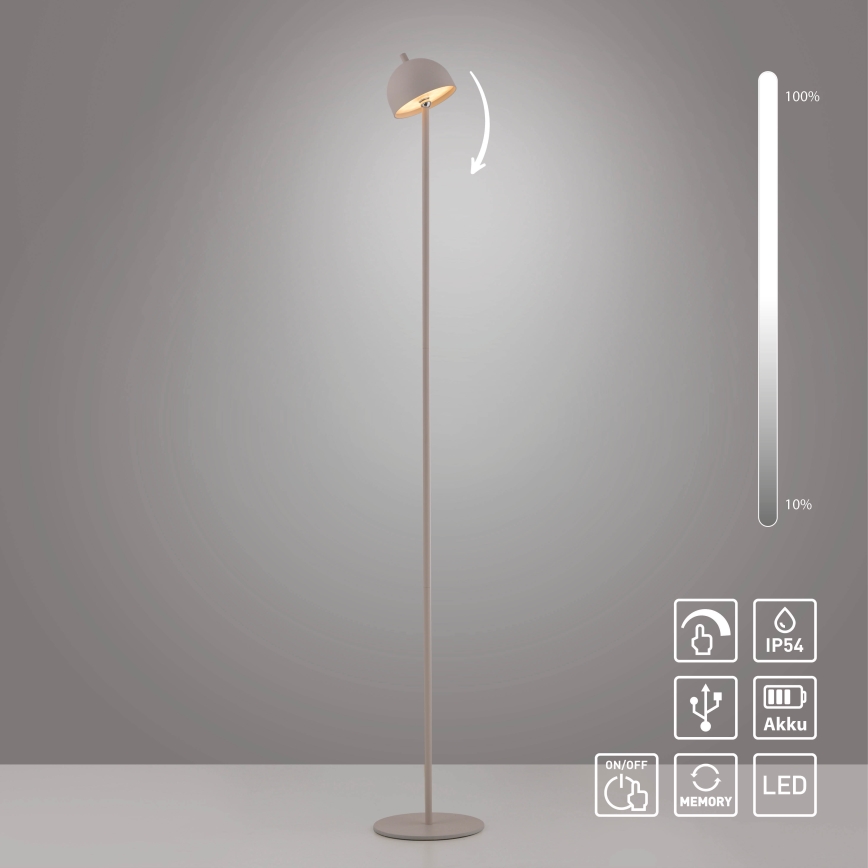 Schöner Wohnen 19245-39 - LED Dimmable Touch Rechargeable Outdoor Floor Lamp BELLIS LED/2.5W/5V 2600 mAh IP54 grey