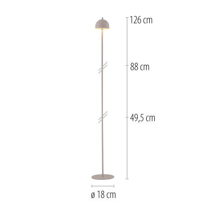 Schöner Wohnen 19245-39 - LED Dimmable Touch Rechargeable Outdoor Floor Lamp BELLIS LED/2.5W/5V 2600 mAh IP54 grey