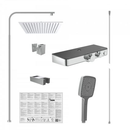 Schütte 60531 - OCEAN Thermostatic Shower Set, Glossy Chrome/Anthracite