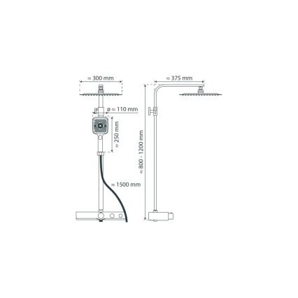 Schütte 60531 - OCEAN Thermostatic Shower Set, Glossy Chrome/Anthracite