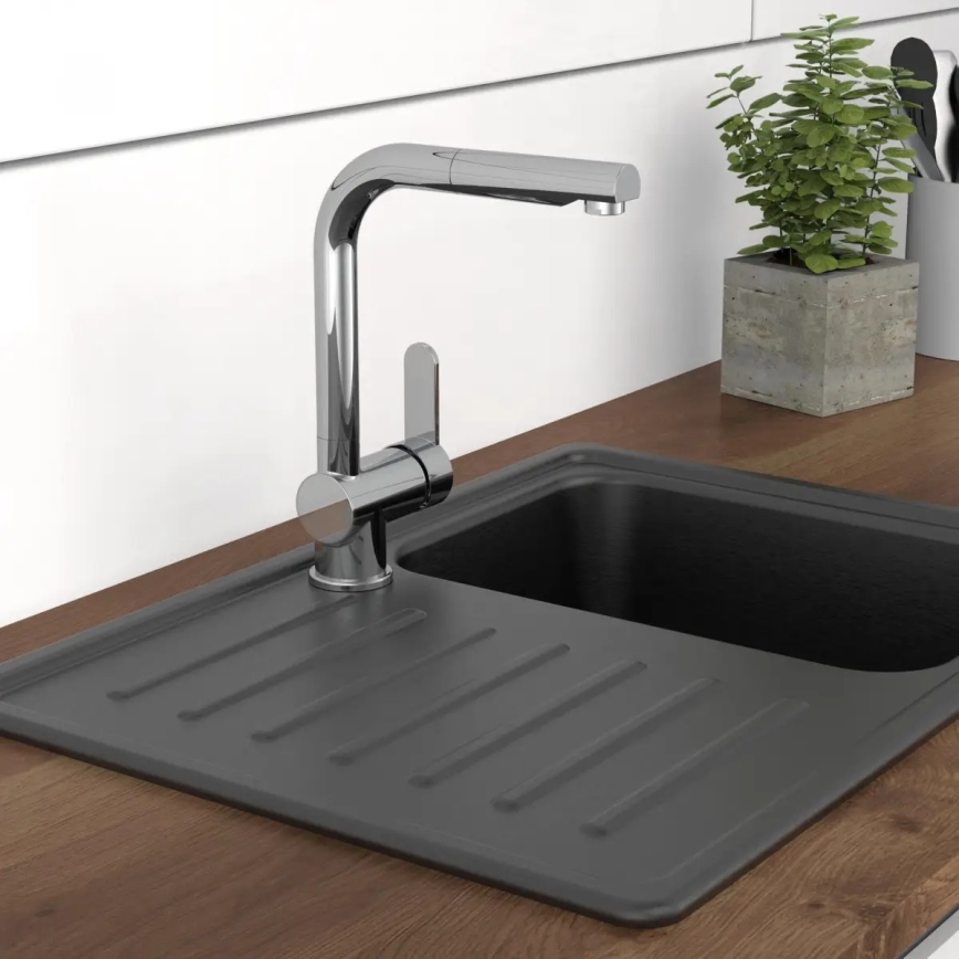 Schütte 79700 - LONDON sink faucet with pull-out spray, polished chrome
