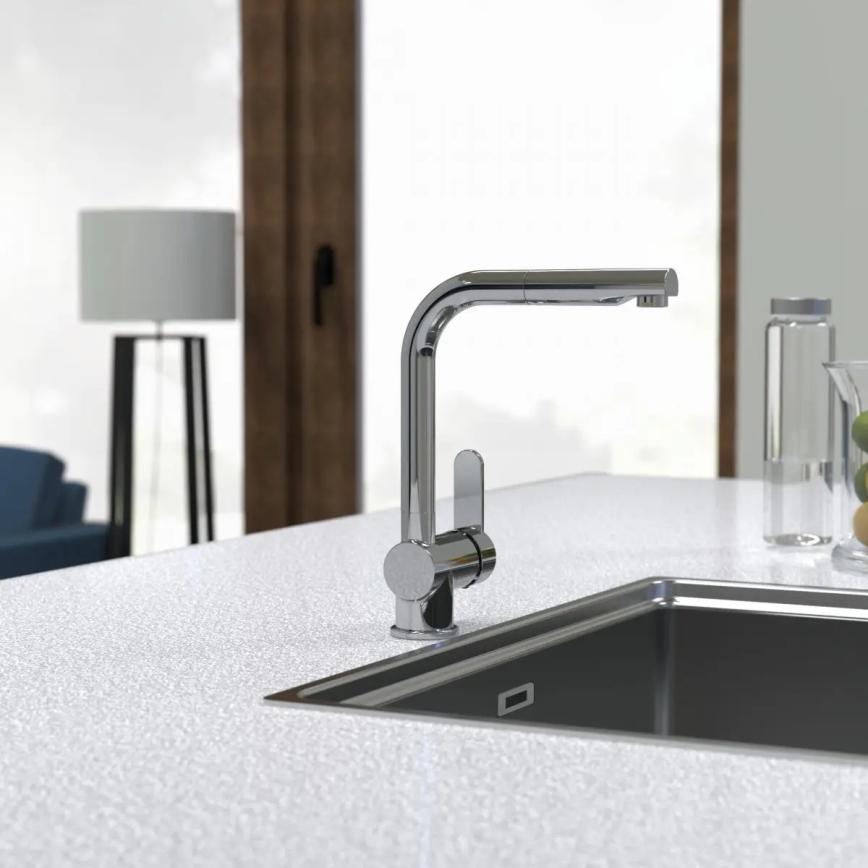 Schütte 79700 - LONDON sink faucet with pull-out spray, polished chrome