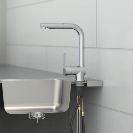 Schütte 79700 - LONDON sink faucet with pull-out spray, polished chrome