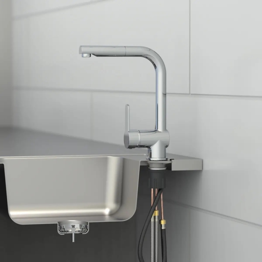 Schütte 79700 - LONDON sink faucet with pull-out spray, polished chrome