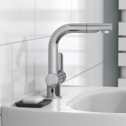 Schütte 79710 - Kitchen faucet with pull-out spray LONDON, polished chrome