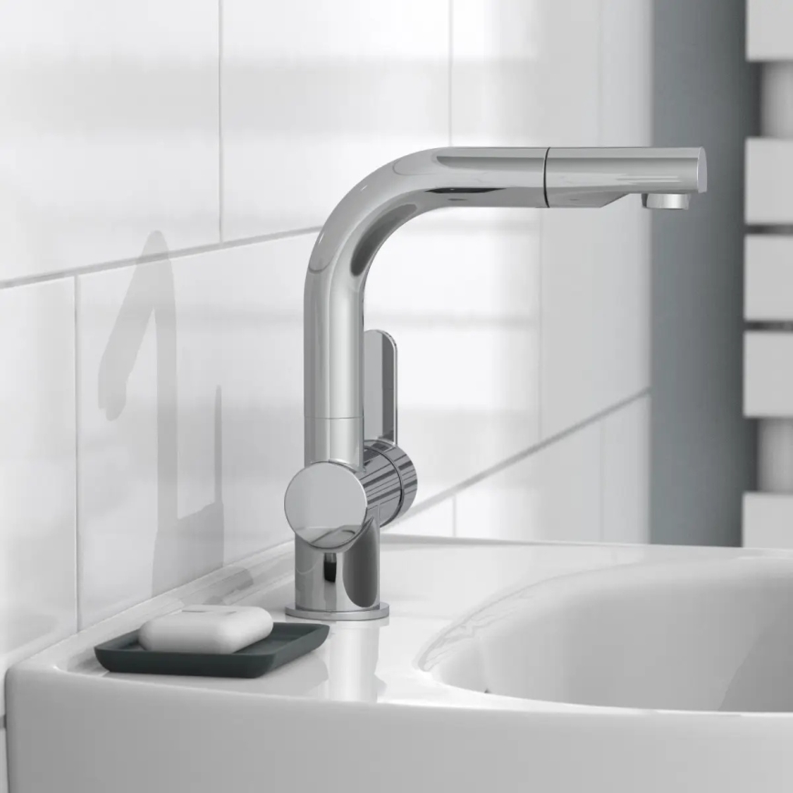 Schütte 79710 - Kitchen faucet with pull-out spray LONDON, polished chrome