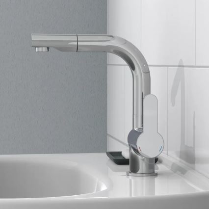 Schütte 79710 - Kitchen faucet with pull-out spray LONDON, polished chrome