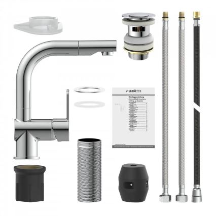 Schütte 79710 - Kitchen faucet with pull-out spray LONDON, polished chrome