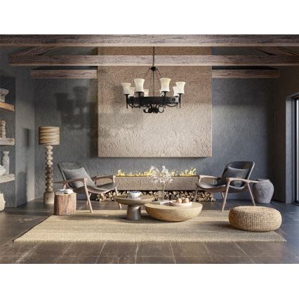 Searchlight - CARTWHEEL Chain-Hung Chandelier 8xE27/60W/230V, Black