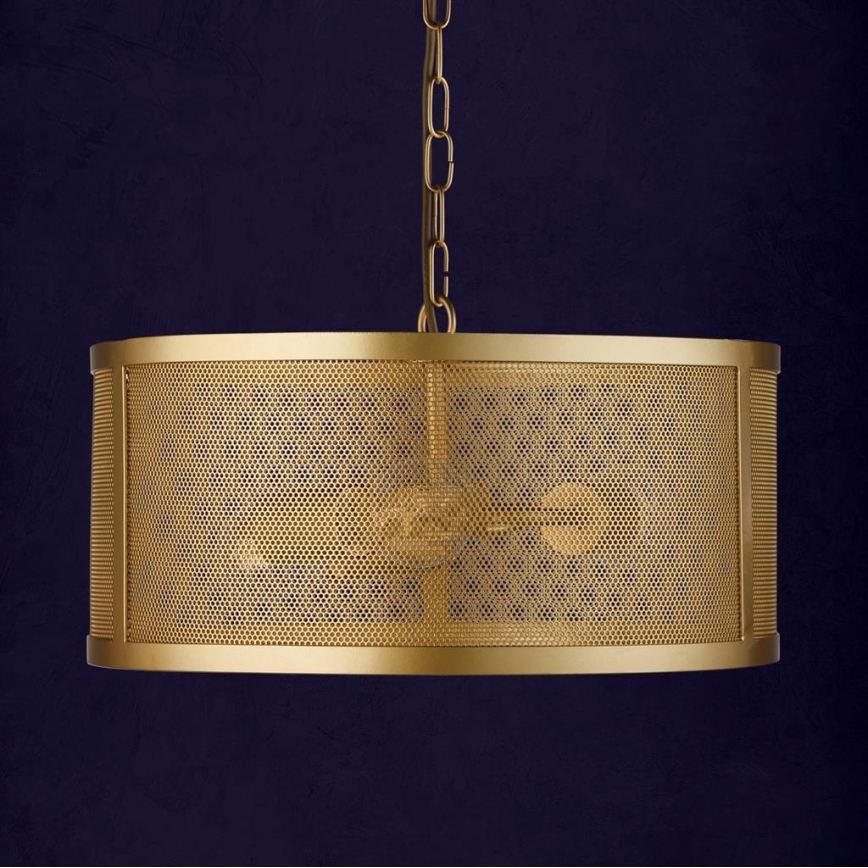 Searchlight - Chandelier on a chain FISHNET 3xE27/60W/230V golden