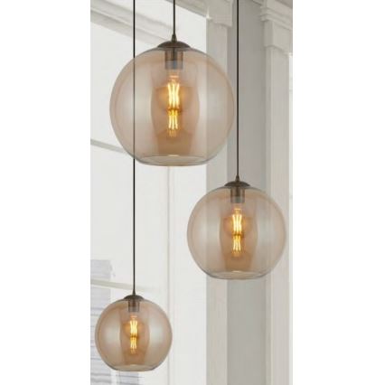 Searchlight - Chandelier on a string BALL 1xE27/60W/230V brown