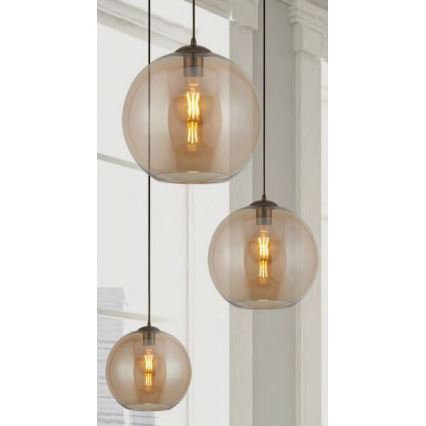 Searchlight - Chandelier on a string BALL 1xE27/60W/230V brown
