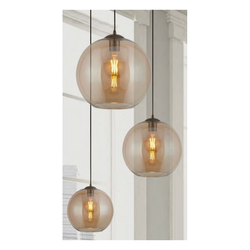 Searchlight - Chandelier on a string BALL 1xE27/60W/230V brown