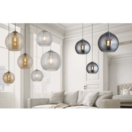 Searchlight - Chandelier on a string BALL 1xE27/60W/230V brown
