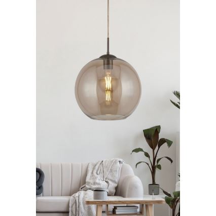 Searchlight - Chandelier on a string BALL 1xE27/60W/230V brown