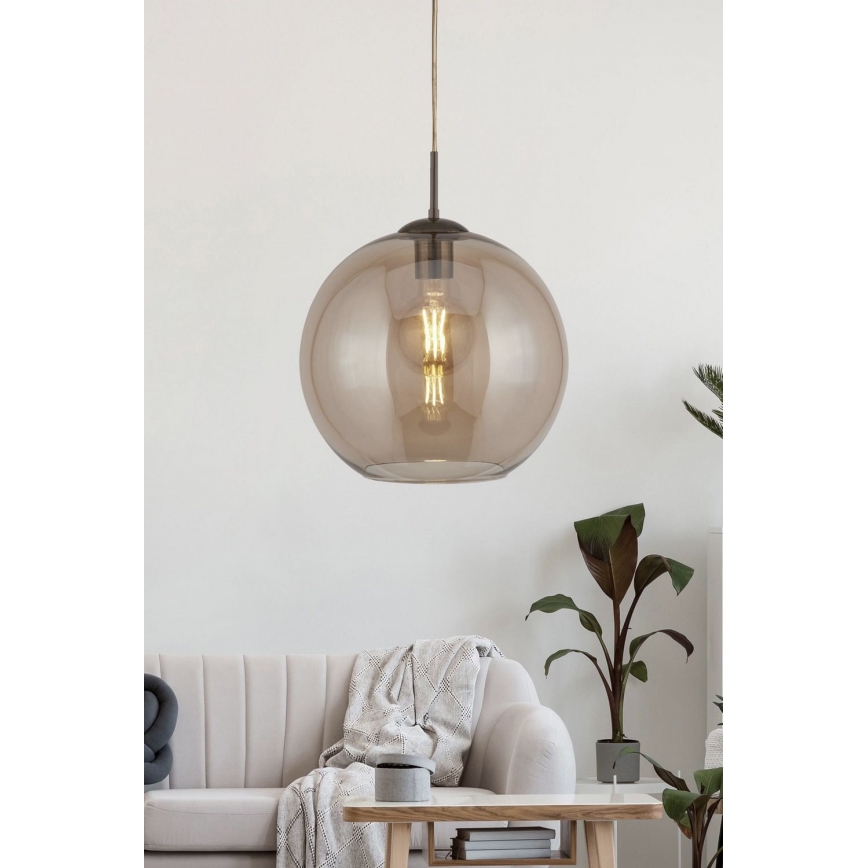 Searchlight - Chandelier on a string BALL 1xE27/60W/230V brown
