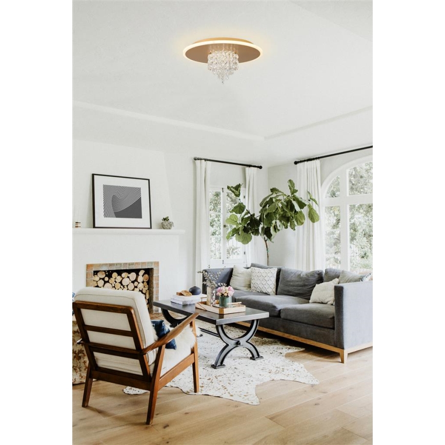 Searchlight - LED Dimmable Ceiling Light DELUGE LED/20W/230V Ø31.5 cm Gold