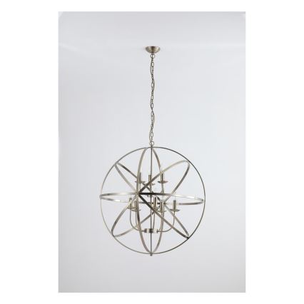 Searchlight - Chain-hung chandelier ORBIT 8xE14/60W/230V brass