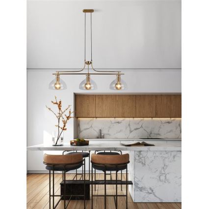 Searchlight - Chandelier on a string MARGARITA 3xE27/60W/230V brass