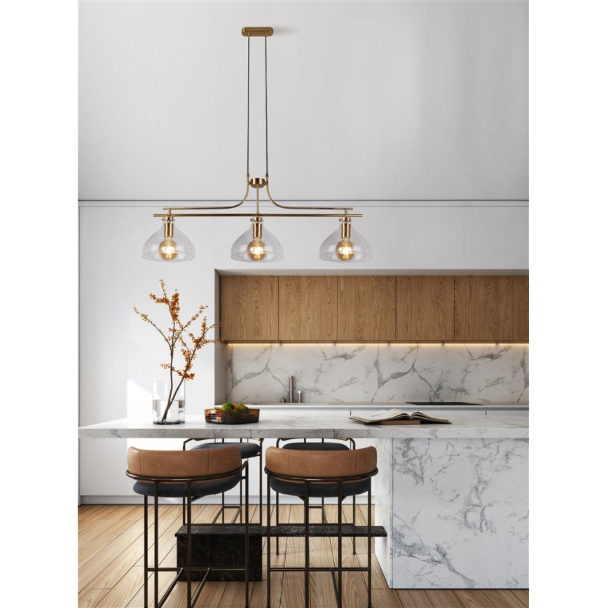 Searchlight - Chandelier on a string MARGARITA 3xE27/60W/230V brass