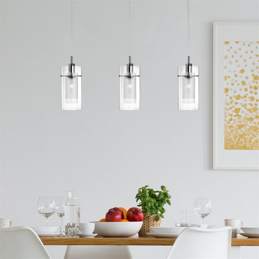Searchlight - Chandelier on a string DUO 3xE14/60W/230V shiny chrome