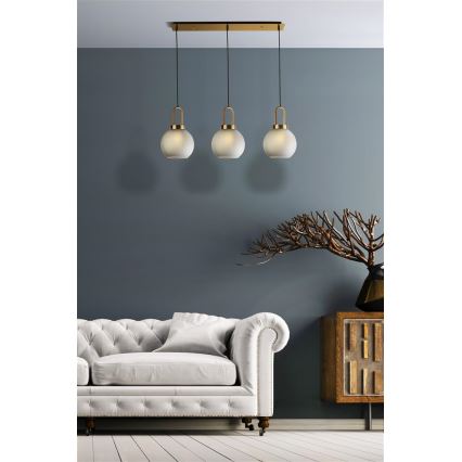 Searchlight - Chandelier on a string SNOWDROP 3xE27/60W/230V brass
