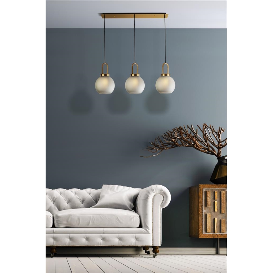 Searchlight - Chandelier on a string SNOWDROP 3xE27/60W/230V brass