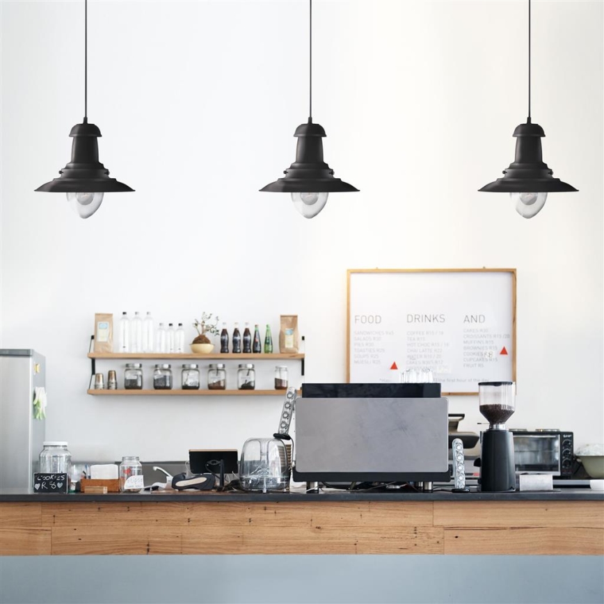 Searchlight - FISHERMAN Cable-Hung Pendant Light 1xE27/60W/230V Black