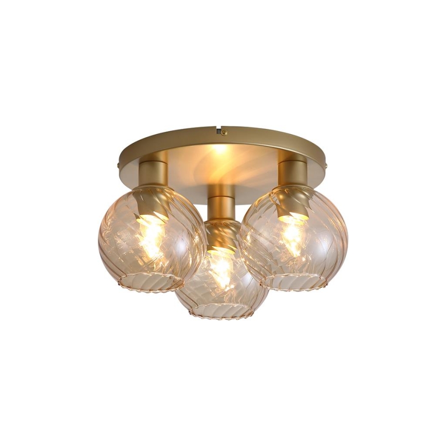 Searchlight - RADIANCE ceiling light 3xE27/60W/230V Ø 37.5 cm gold