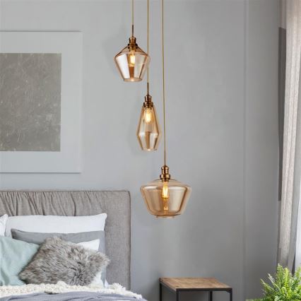 Searchlight - Chandelier on a string MIA 3xE27/60W/230V brass