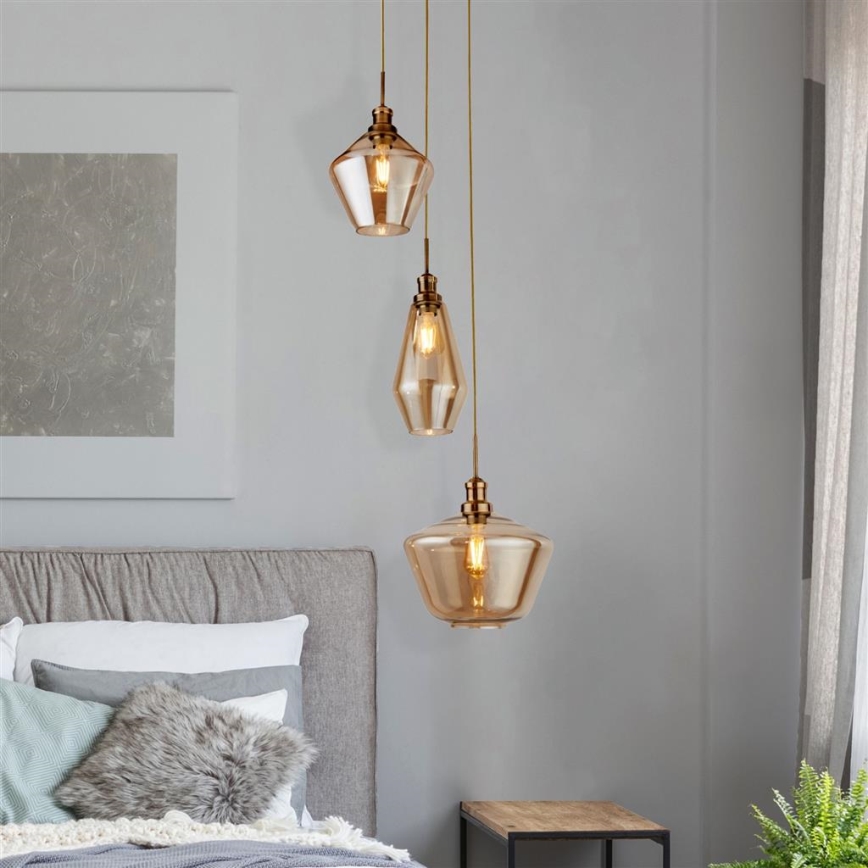 Searchlight - Chandelier on a string MIA 3xE27/60W/230V brass