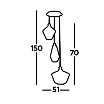 Searchlight - Chandelier on a string MIA 3xE27/60W/230V brass