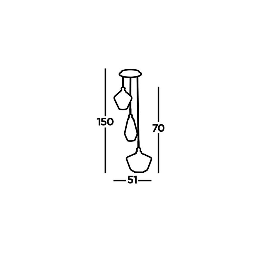 Searchlight - Chandelier on a string MIA 3xE27/60W/230V brass