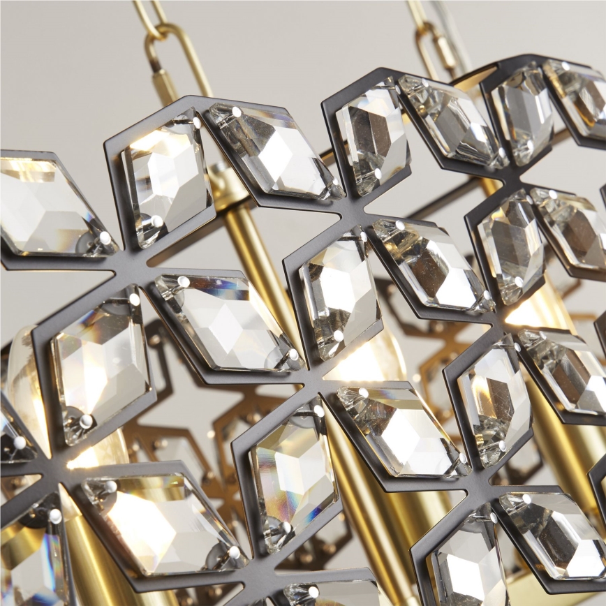 Searchlight - Chandelier on a chain IRIS 6xE14/60W/230V 100x30 cm brass