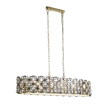 Searchlight - Chandelier on a chain IRIS 6xE14/60W/230V 100x30 cm brass