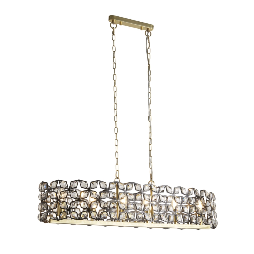 Searchlight - Chandelier on a chain IRIS 6xE14/60W/230V 100x30 cm brass
