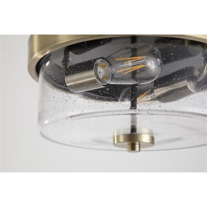 Searchlight - Bathroom ceiling light PRESTON 2xE27/60W/230V IP44 Ø 33 cm brass