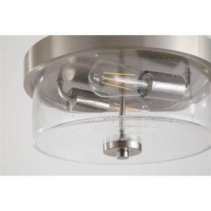 Searchlight - PRESTON Bathroom Ceiling Light 2xE27/60W/230V IP44 Ø 33 cm Silver