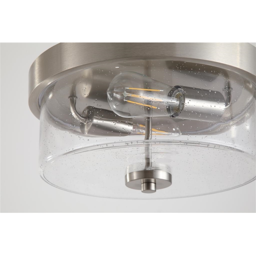 Searchlight - PRESTON Bathroom Ceiling Light 2xE27/60W/230V IP44 Ø 33 cm Silver