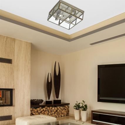 Searchlight - Ceiling light FLUSH 2xE14/40W/230V brass