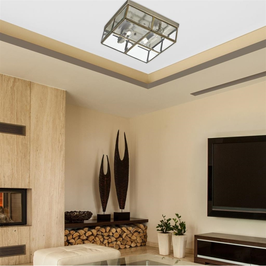 Searchlight - Ceiling light FLUSH 2xE14/40W/230V brass